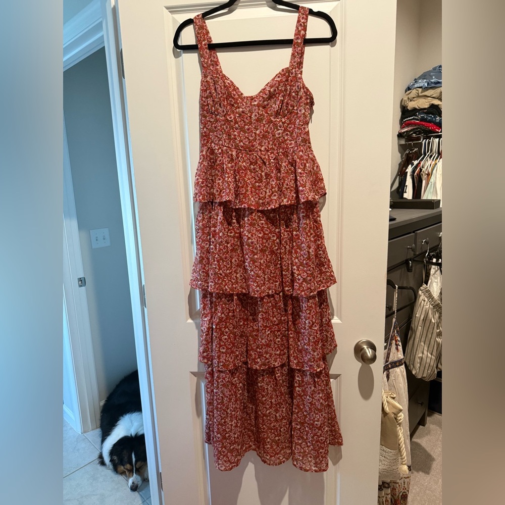 Altar'd State Rust/Maroon Floral Maxi Dress